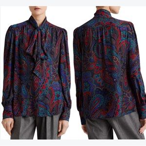 LAUREN Ralph Lauren 'Klaryce' Paisley Bow Blouse size small